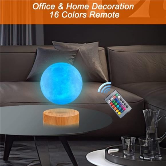Levitating Moon Lamp 5.9 Inch 16 Colors Moon Lamp 3D Moon LED Light with Remote - Picture 5 of 6